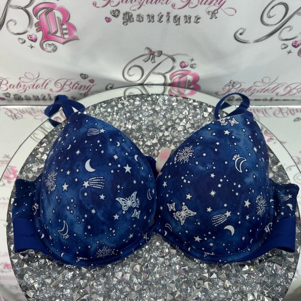 Victoria's Secret pink bra push up stars ⭐️ Midnight Blue Celestial Bra moon
